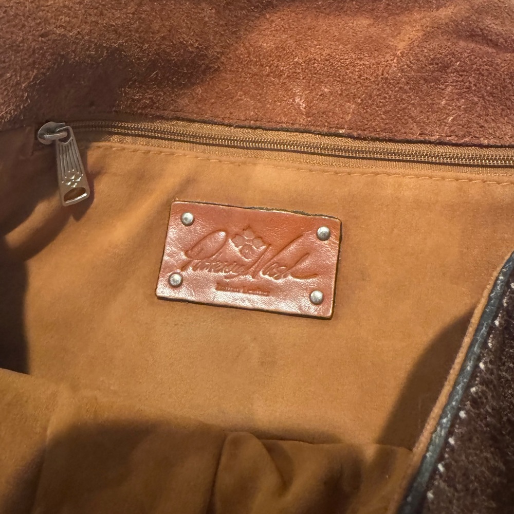 Turquoise and Brown Tooled Leather Crossbody Bag - Picture 8 of 10